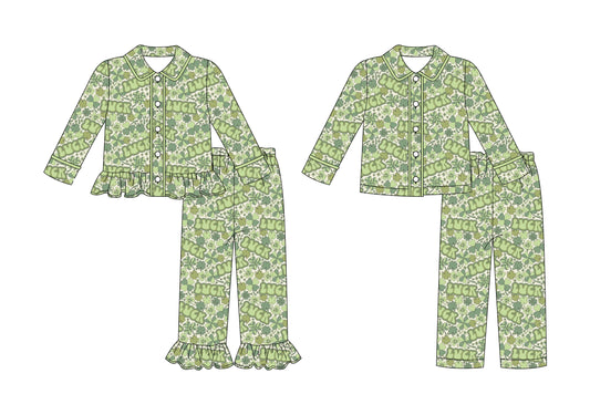 25.9.8 custom each style moq 5 eta 4-6week Sibling Sisters LUCK baby girl boy long sleeve pants sets 2