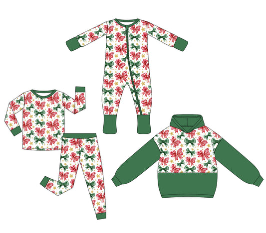 25.5.10 custom each style moq 5eta 4-6week Sibling Sisters Christmas bow baby girl long sleeve pants sets and rompers and tops match family design