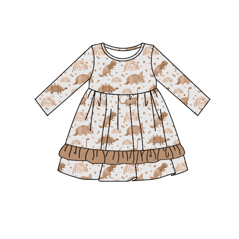 7.6 custom each style moq 5eta 4-6week Sibling Sister dinosaur rainbow baby girls sets and dress and rompers match family design