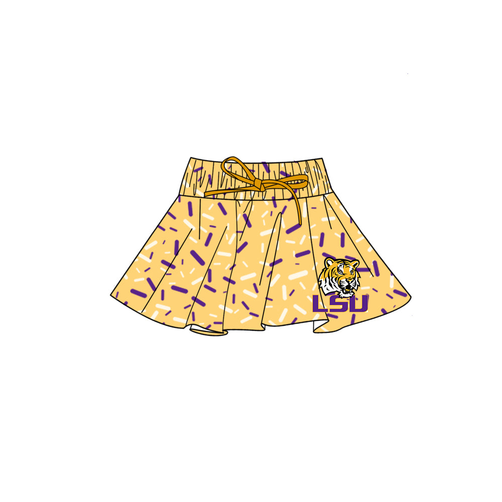 Custom summer teams baby girls clothes team gold hooded long sleeve tops and dress and skirts and shorts 1 and shorts 2-25.5.8