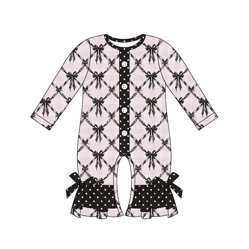 7.26 custom each style moq 5eta 4-6week Sibling Sister bow black baby girls sets and rompers match family design