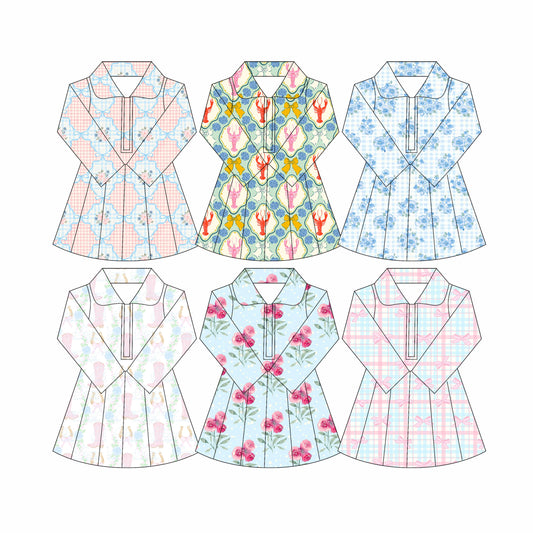25.5.24 custom each style moq 5eta 4-6week Sibling Sister baby girl long sleeve dress 1 and dress 6 match design