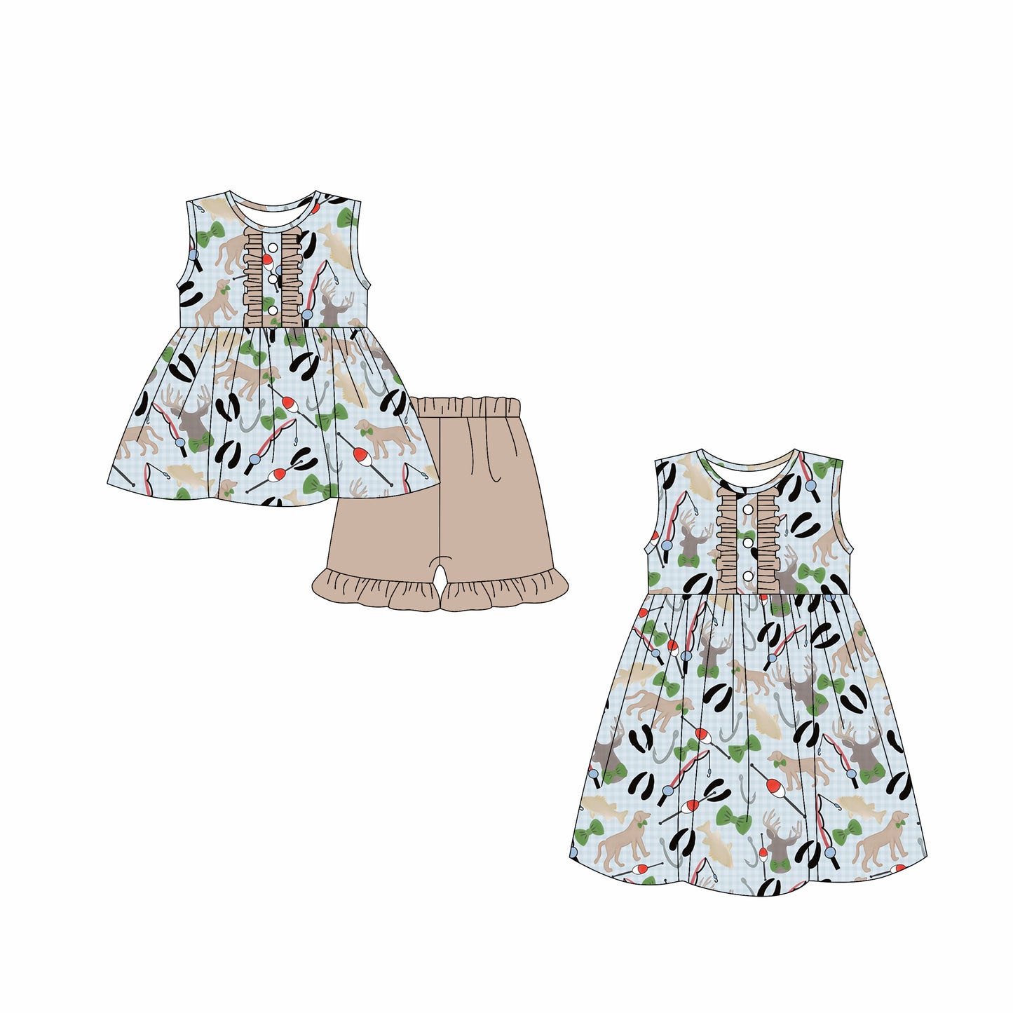 3.4 custom each style moq 5eta 4-6week Sibling Sister baby girl short sleeve shorts sets and dresses match design