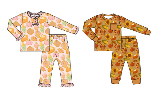 25.8.20 custom each style moq 5 eta 4-6week Sibling Sisters turkey baby girl long sleeve pants sets 2