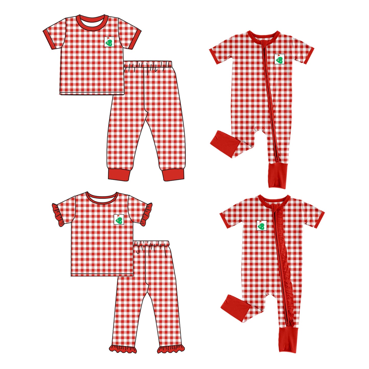11.2 custom each style moq 5eta 4-6week Sibling Sister red plaid baby girl sets 1 and sets 2 and boy rompers and girl romper match family design