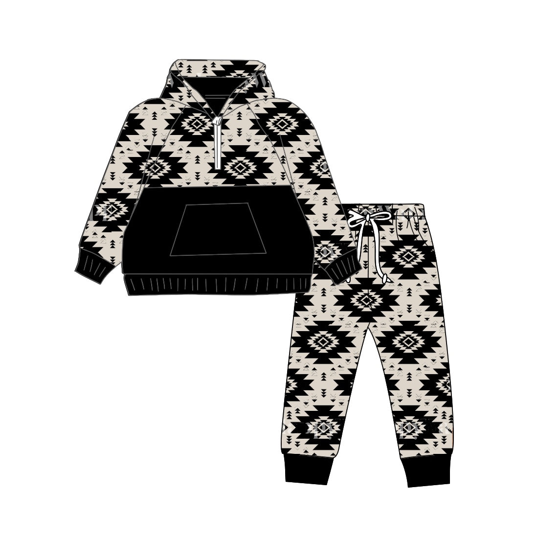 9.6 custom each style moq 5eta 4-6week baby boy clothes geometric black long sleeve pants sets