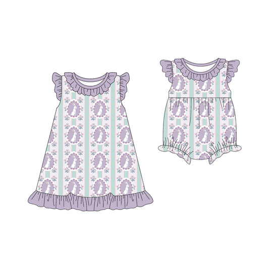 25.12.18 custom each style moq 5 eta 6-8week Sibling Sister bunny floral baby short sleeve romper and dress match design