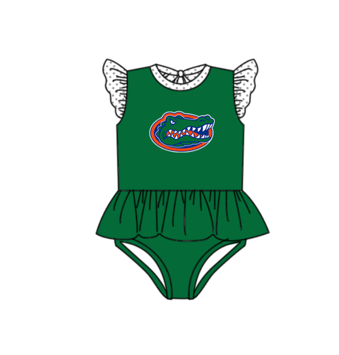 Custom moq 5 mix size milk silk summer teams baby girl boys clothes Green Two-Piece Swimsuit Set One Piece Swimsuits boy swim trunks
