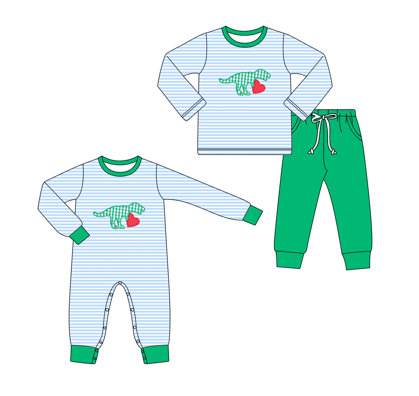 25.11.14 custom each style moq 5 eta 6-8week Sibling Sisters dinosaur love baby boy clothes long sleeve pants sets and romper match family design