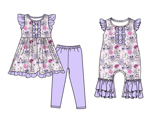 5.6 custom each style moq 5eta 4-6week Sibling Sister pumpkin floral baby girl short sleeve pants sets and rompers match family desigmn