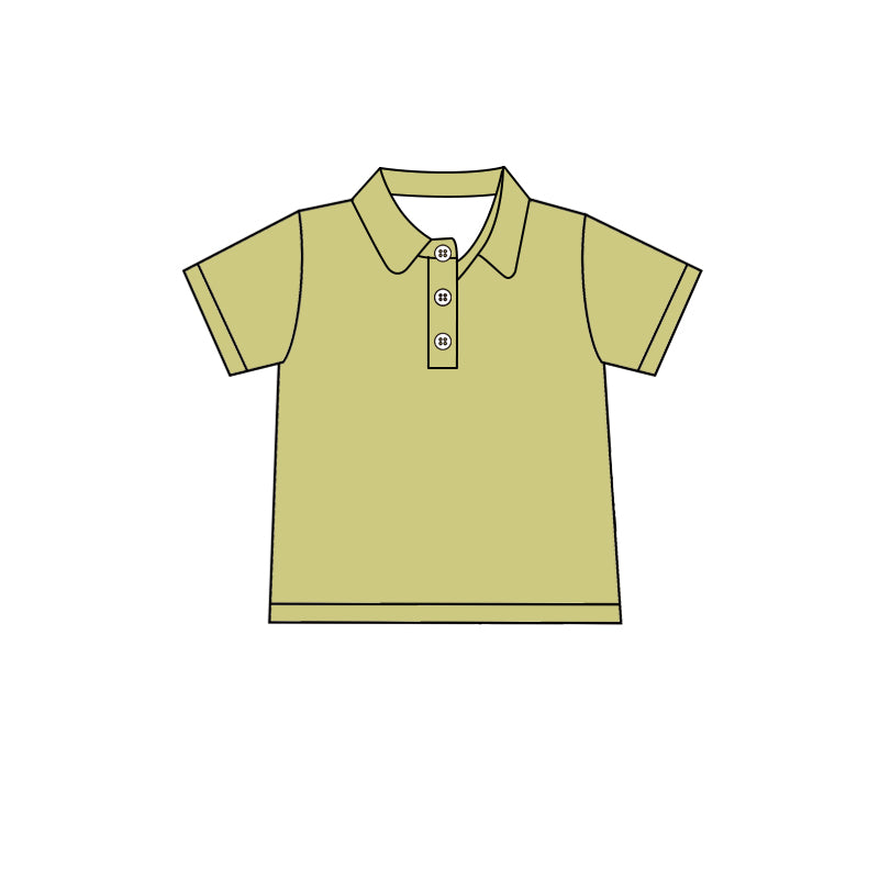 Custom moq 5 boys Blank Cotton short-sleeved polo shirt Light Khaki Short-Sleeve Polo Shirt