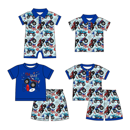 4.12 custom each style moq 5eta 4-6week Sibling Sister baby boy sets 1 and sets 2 and boy rompers and top match family design