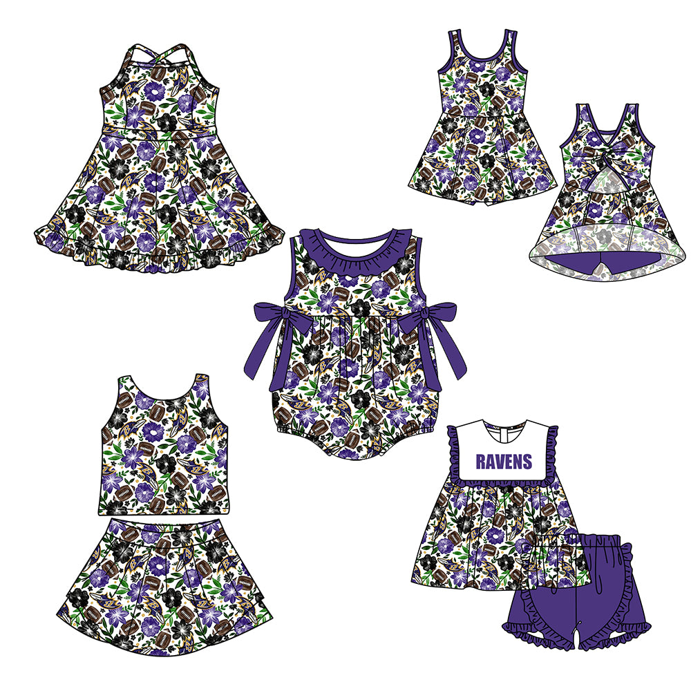 Custom moq 5 mix size milk silk summer teams Baby Girl Sleeveless Top And Purple Shorts Set Sleeveless Skirt Set Yoga Dress Romper