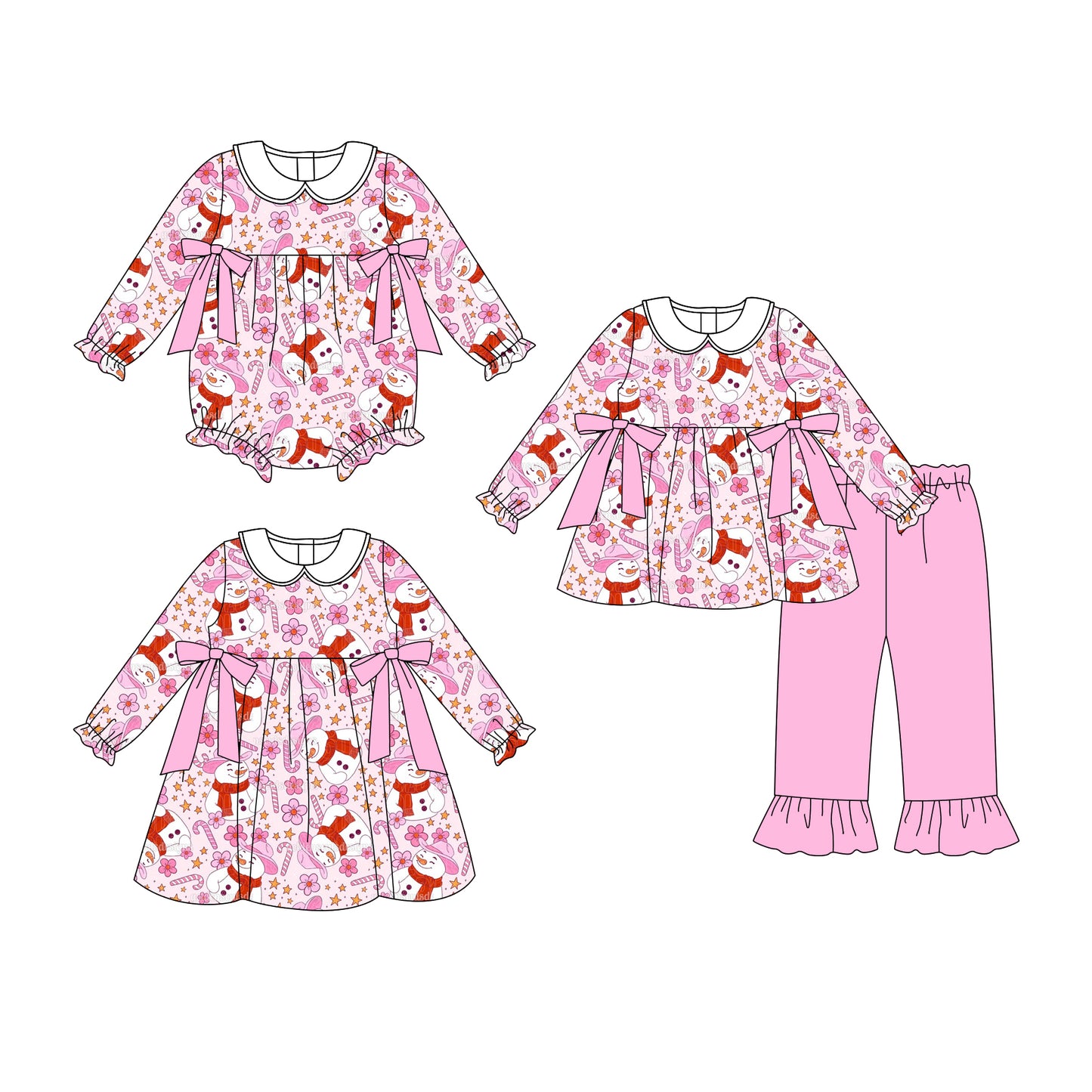 25.8.2 custom each style moq 5eta 4-6week Sibling Sisters Christmas baby girl long sleeve pants sets and dress and rompers match family design