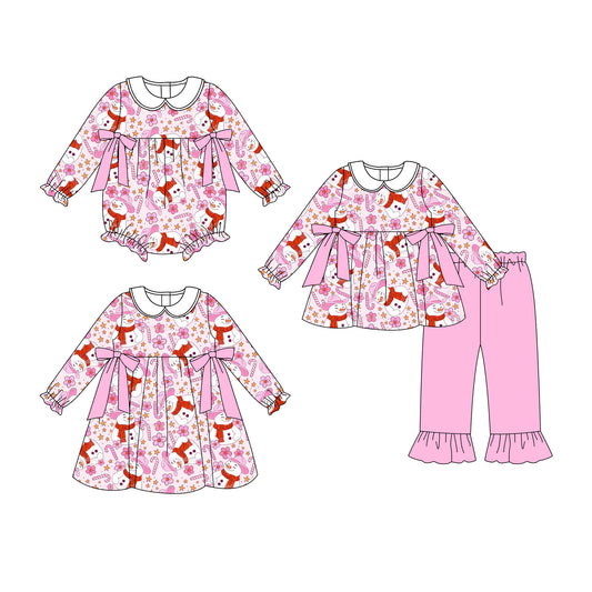25.8.2 custom each style moq 5eta 4-6week Sibling Sisters Christmas baby girl long sleeve pants sets and dress and rompers match family design