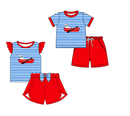 11.18 custom each style moq 5eta 4-6week Sibling Sister puppy red baby girl short sleeve shorts sets 1 and sets 2 match design