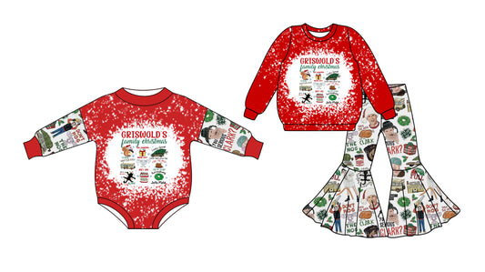25.6.30 custom each style moq 5eta 4-6week Sibling Sisters red baby girl long sleeve pants sets and rompers match family design