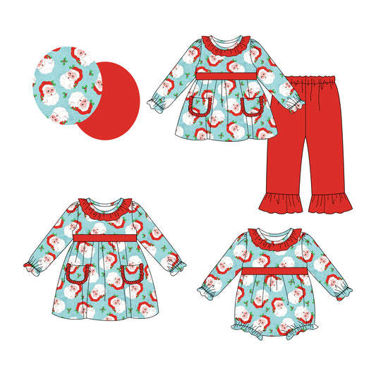 25.8.4 custom each style moq 5eta 4-6week Sibling Sisters Christmas red baby girl long sleeve pants sets and dress and rompers match family design