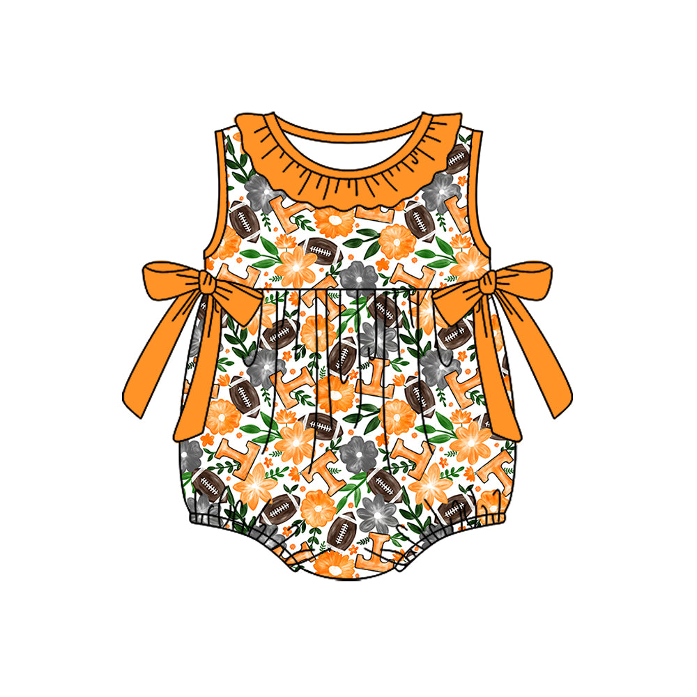 Custom moq 5 mix size milk silk summer teams Baby Girl Orange Sleeveless Top And Shorts Set Sleeveless Skirt Set Yoga Dress Romper