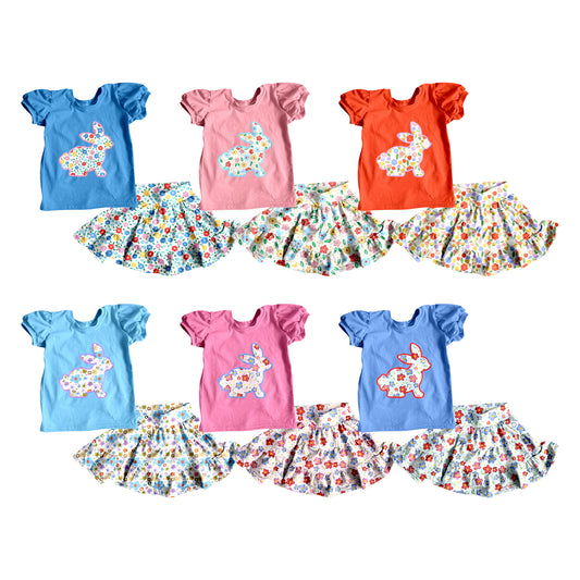 25.9.25 custom each style moq 8 eta 6-8week Sibling Sisters easter baby girl long sleeve skirt sets 6 match family design