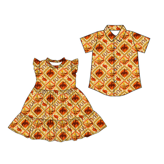 26.1.19 custom each style moq 5 eta 6-8week Sibling Sister boot baby button short sleeve top and dress match design