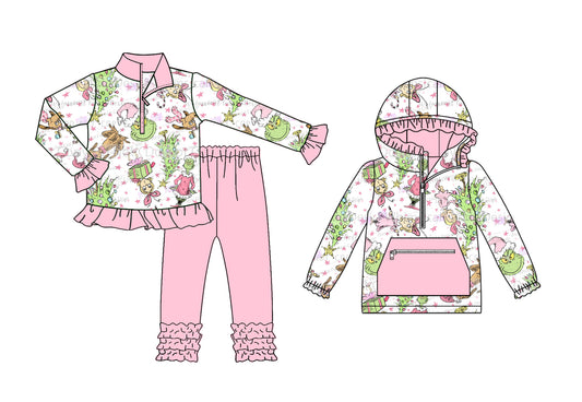 25.8.6 custom each style moq 5eta 4-6week Sibling Sisters Christmas baby girl long sleeve pants sets and top match family design