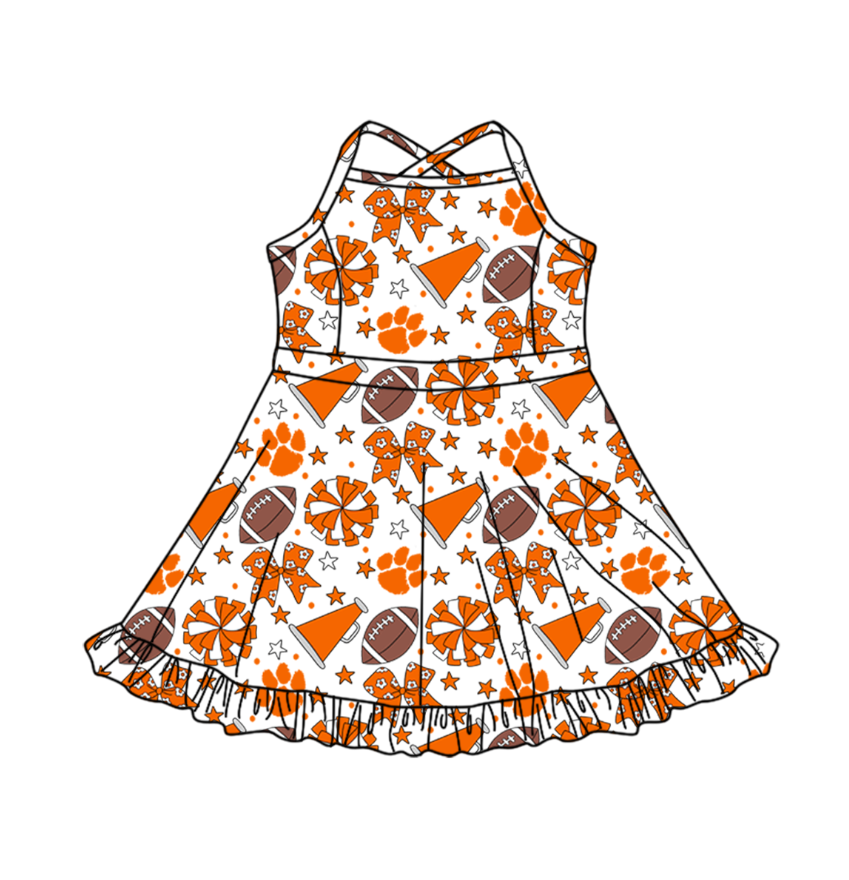 Custom moq 5 mix size milk silk summer teams Baby Girls Strap Stars Bows Yoga Ruffle Knee Length Dresses Activity Wear Cute Kids Clothing