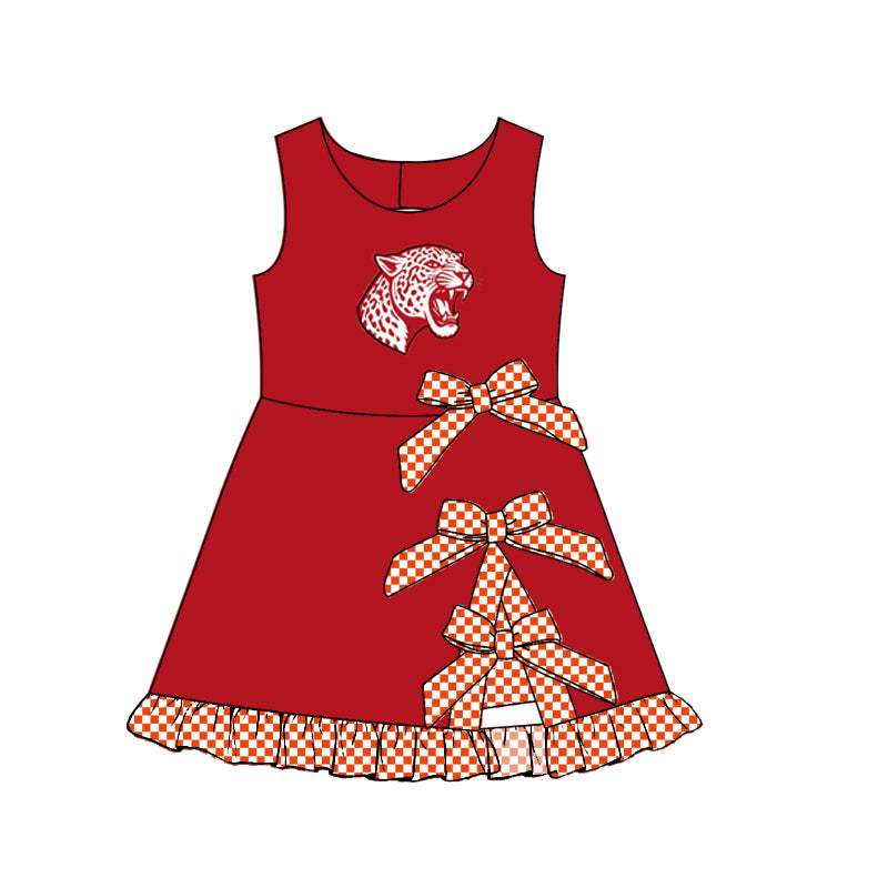 custom moq 5 mix size MSD070705 Baby Girls Checked Bows Yoga Short Scallop Knee Length Active Dress