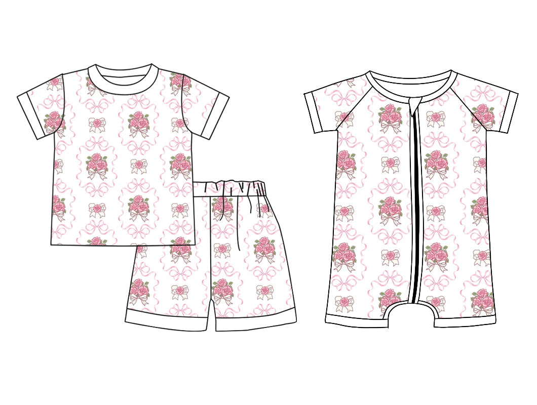 11.20 custom each style moq 5eta 4-6week Sibling Sister bow floral baby girl short sleeve shorts sets and rompers match design