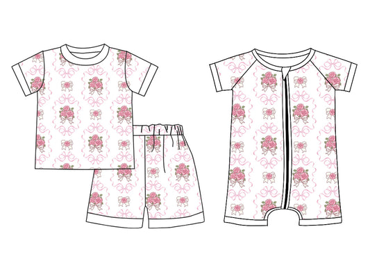 11.20 custom each style moq 5eta 4-6week Sibling Sister bow floral baby girl short sleeve shorts sets and rompers match design