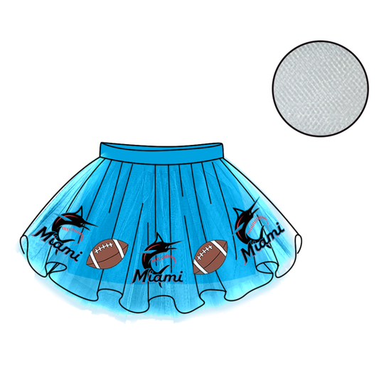 Custom moq 5 mix size milk silk summer teams Baby Girl's Blue Mesh Skirt Summer Outfit Team Clothing