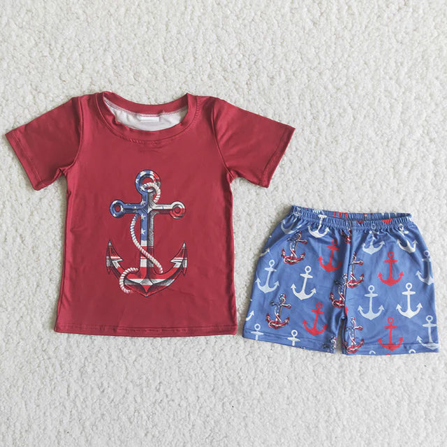 C14-39 Baby boys boys Anchor shorts sets