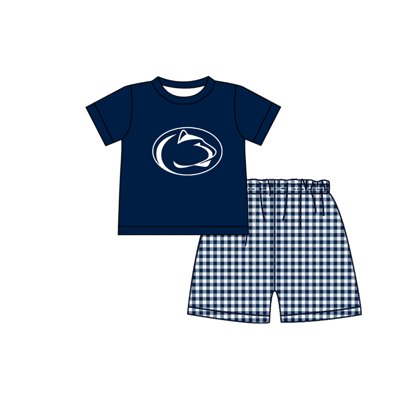 Custom moq 5 mix size milk silk summer teams Navy blue  Polka Dot Baby Romper Set Short-Sleeved Thong Dress for Girls And Short-Sleeved Shorts for Boys Cute Baby Outfit Combination