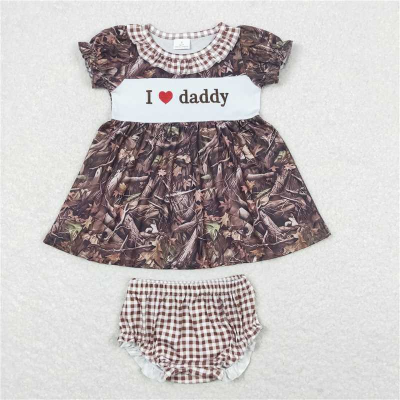 Baby Kids L LOVE DAD Summer Embroidery Sibling Rompers Clothes Set