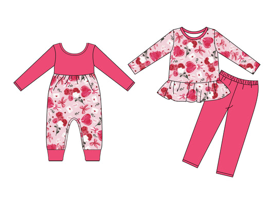 25.9.9 custom each style moq 5eta 4-6week Sibling Sisters love bow baby girl clothes long sleeve pants sets and romper match family design