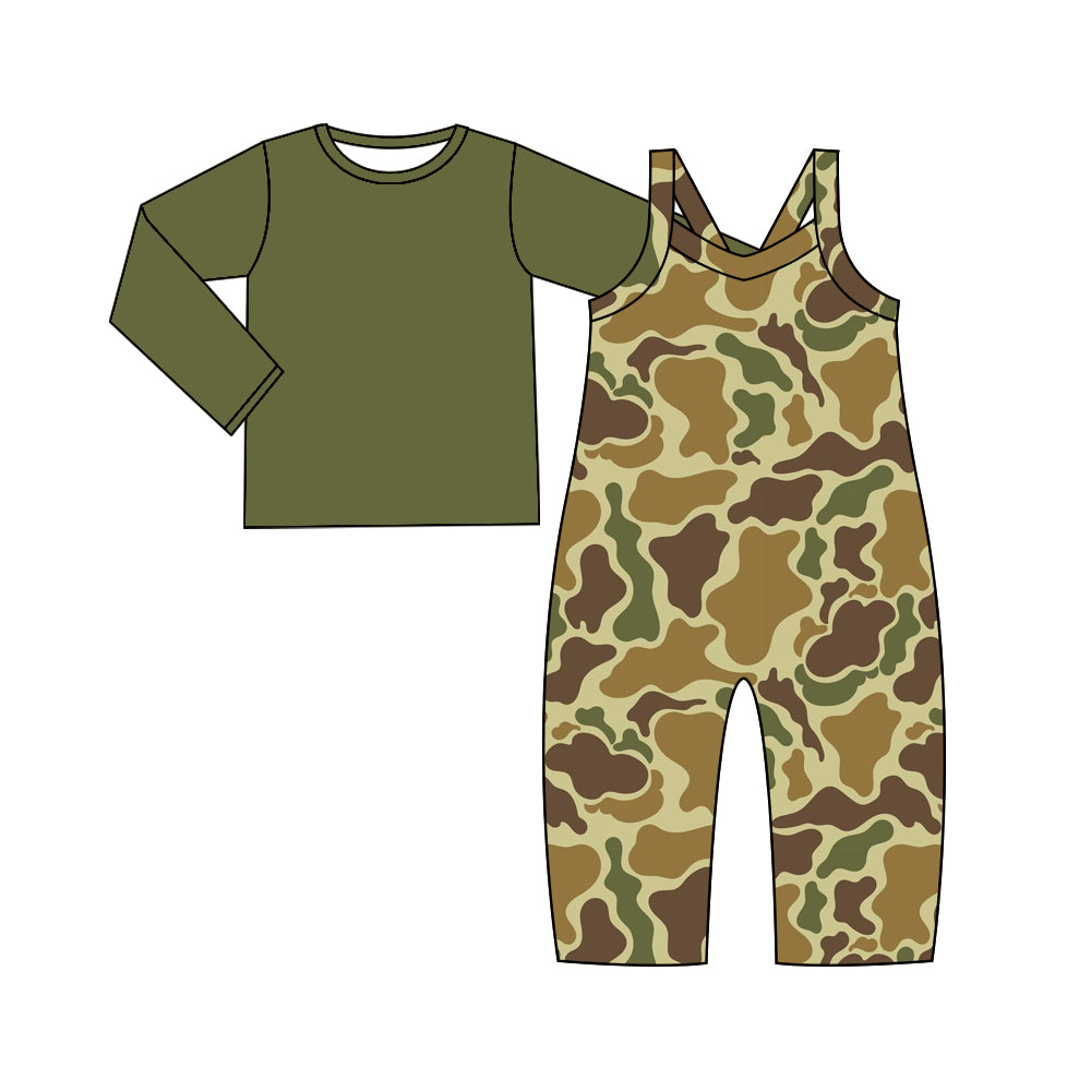9.12 custom each style moq 5eta 4-6week baby boy clothes camouflage long sleeve suspender pants sets
