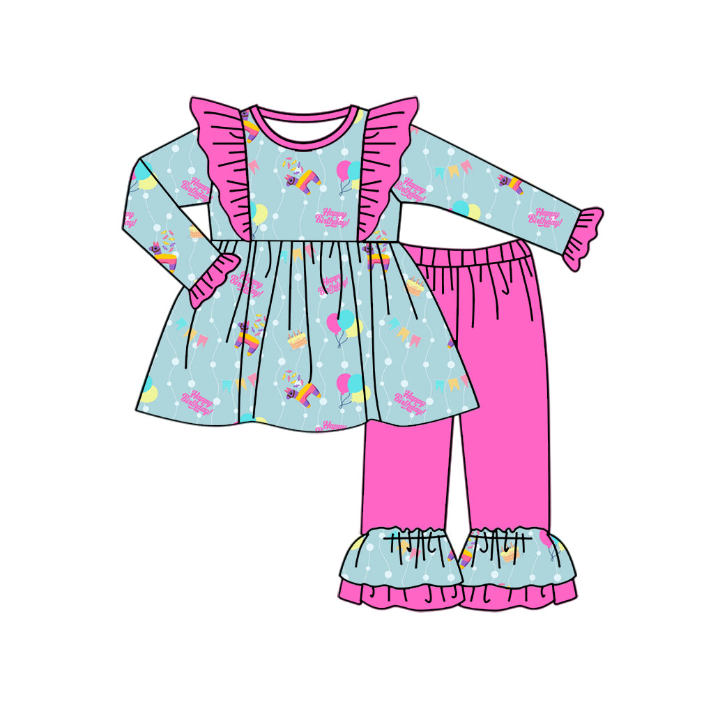 9.3 custom each style moq 5eta 4-6week Sibling Sister happy birthday baby girls sets and rompers match family design