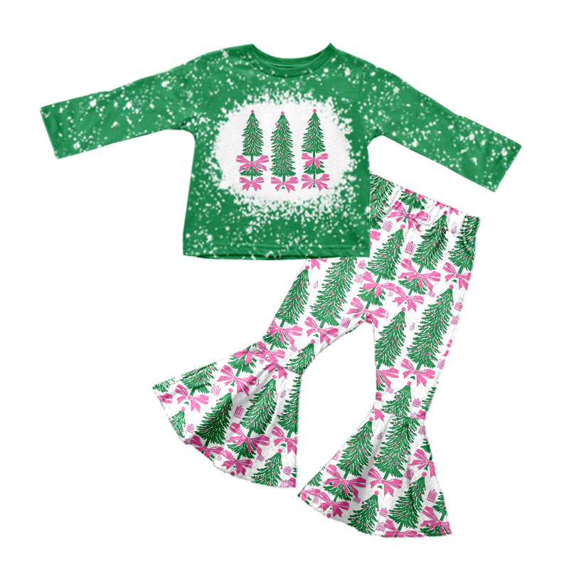 5.25 custom each style moq 5eta 4-5week Sibling Sister Christmas trees green girls outfits and dress match family design