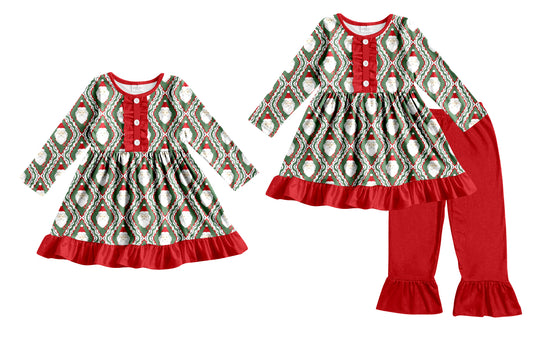25.8.28 custom each style moq 5eta 4-6week Sibling Sisters Christmas red baby girl long sleeve pants sets and dress match family design
