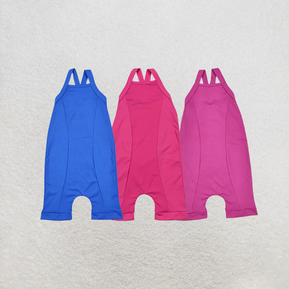 RTS NO MOQ Sibling Baby Girls Blue Active Wear Athletic Jumpsuits