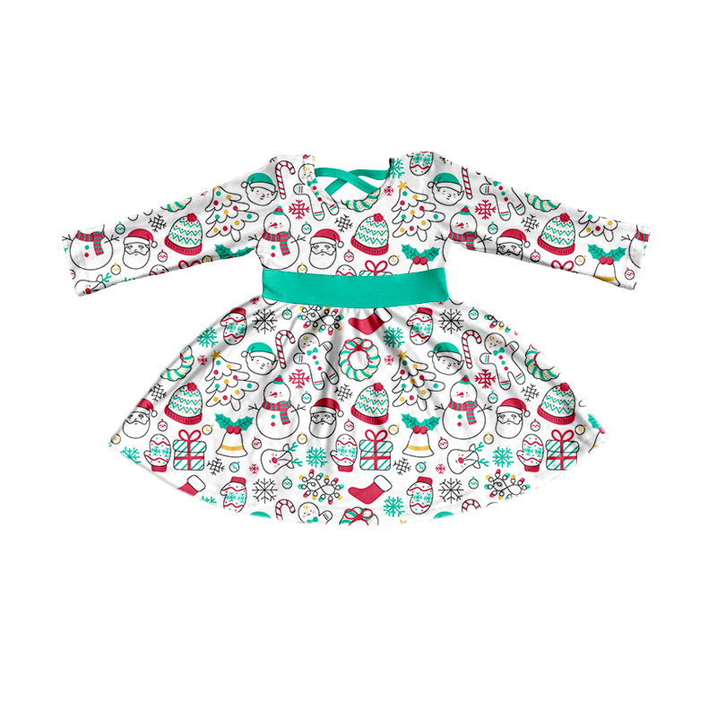 5.27 custom each style moq 5eta 4-5week Sibling Sister Christmas Santa claus sky blue girls or pajama outfits and baby romper and dress match family design