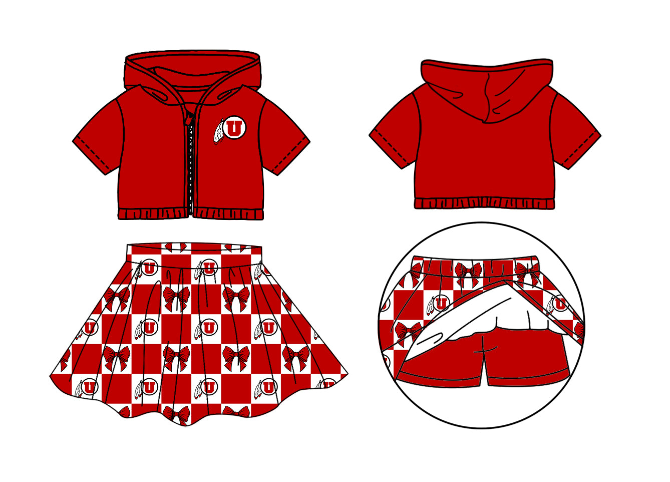 Custom moq 5 mix size Milk silk summer girls' three-piece set with letter bow print plaid sleeveless skirt including a dress and shorts