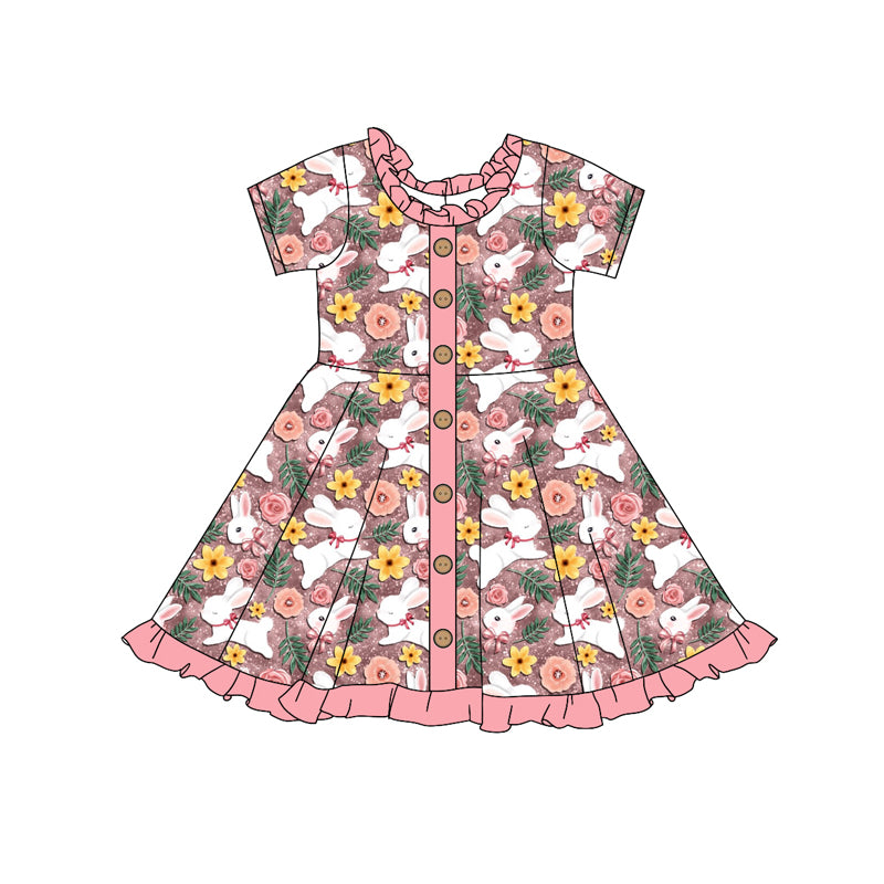 10.15 custom each style moq 5eta 4-6week Sibling Sister easter rabbit pink baby girl sets and dress and rompers match family design