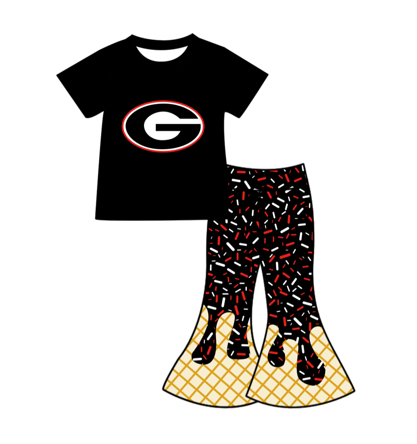 Custom moq 5 mix size milk silk summer teams baby girls clothes black short sleeve pants sets-25.11.25