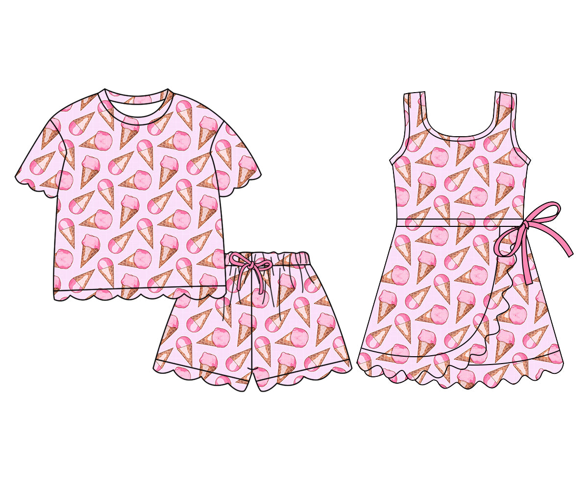 26.1.20 custom each style moq 5 eta 6-8week Sibling Sister baby short sleeve shorts sets and dress match design