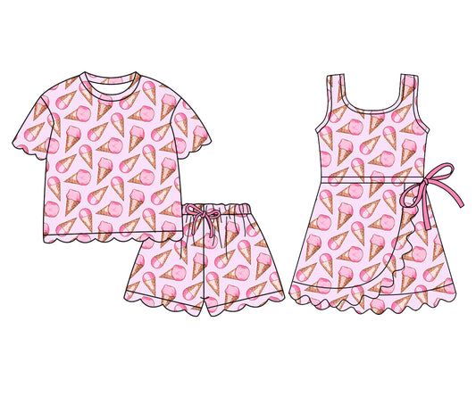 26.1.20 custom each style moq 5 eta 6-8week Sibling Sister baby short sleeve shorts sets and dress match design