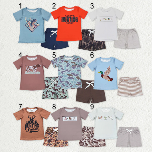 RTS NO MOQ Sibling Baby boy clothes camouflage Short Sleeve shorts Suits