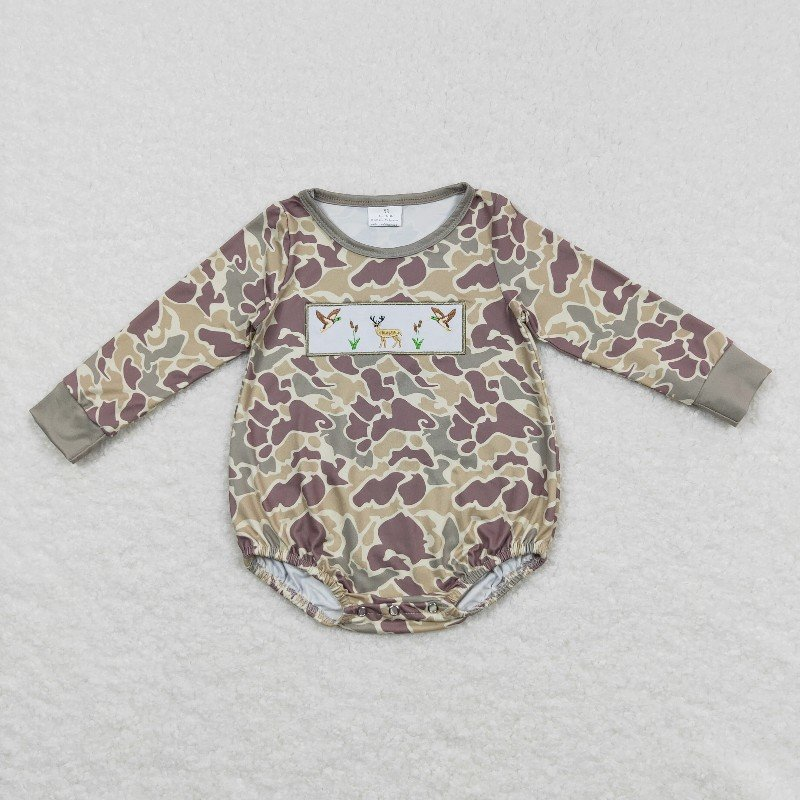 RTS NO MOQ（In Stock) Baby boy clothes long-sleeved bodysuit with embroidered