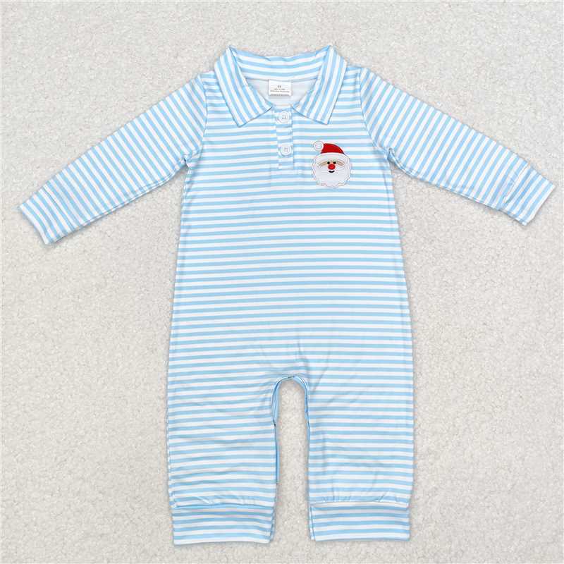RTS NO MOQ（In Stock ) LR1475 Embroidered Christmas long-sleeved jumpsuit