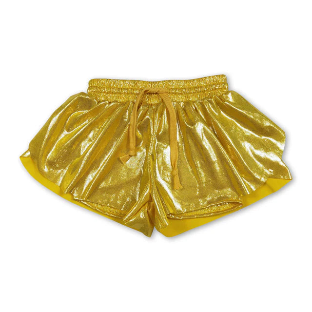 RTS NO MOQ Sibling Baby Girls Purple Leather Ruffle Shorts Bottoms